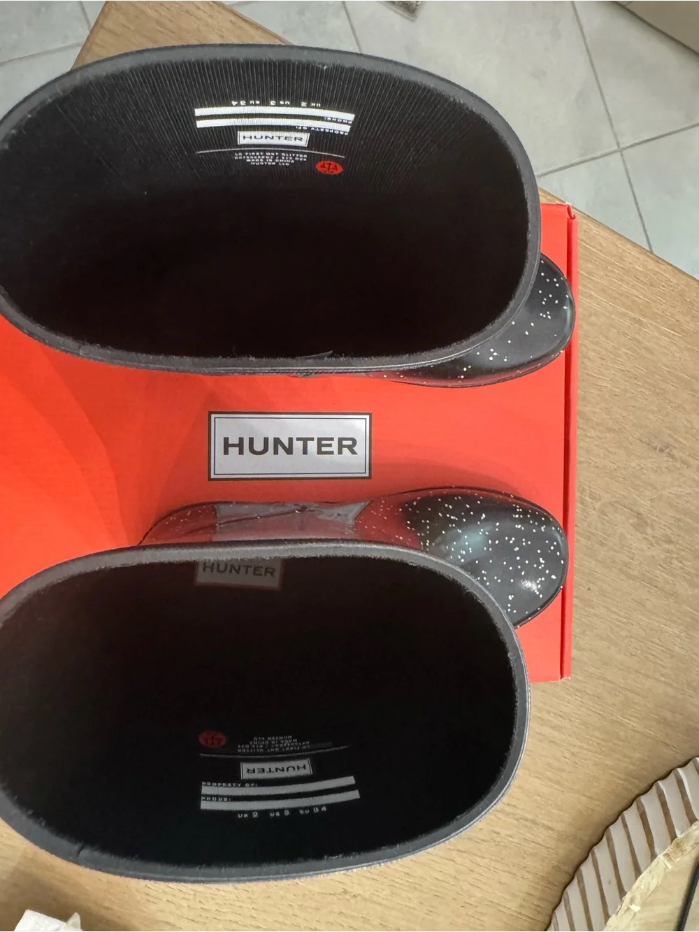Hunter Black Sparkle Kids Rain Boots